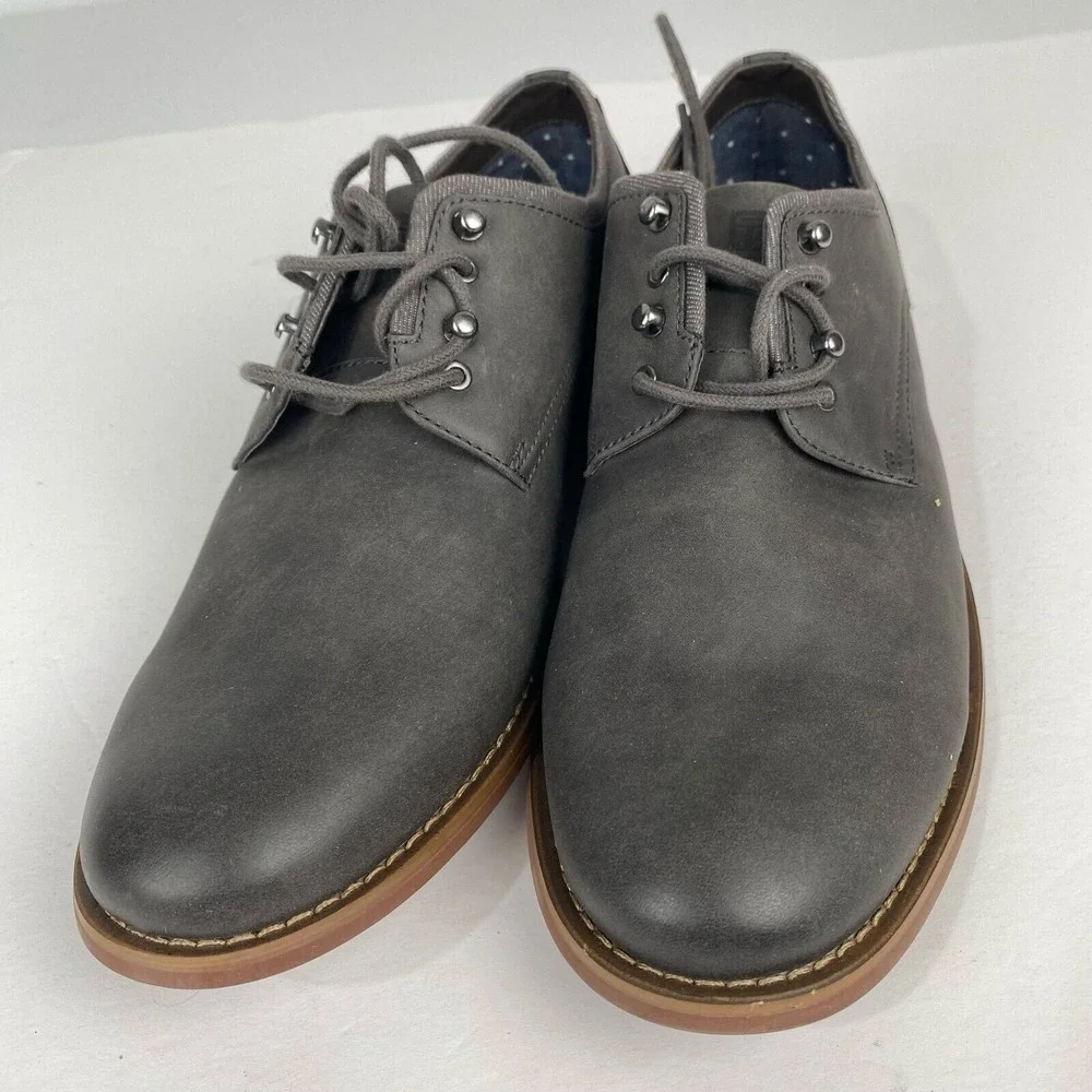 RYE Hawker Men's Dress Shoes Size 10 Formal Oxfords Grey Leather Lace Up Low Toe